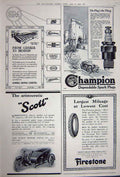 Original Old Vintage Print Advertisement 1922 Frestone Tyres Champion Gm Motors