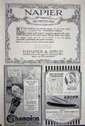 Original Old Vintage Print Advertisement 1922 Napier Kropp Razors Champion Plug