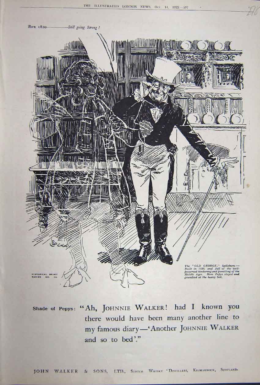 Old Print Ref.876 Advertisement 1922 John Walker Scotch Whisky Distillers