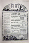 Original Old Vintage Print Advertisement 1922 Fiat Motor Car Albemarle London