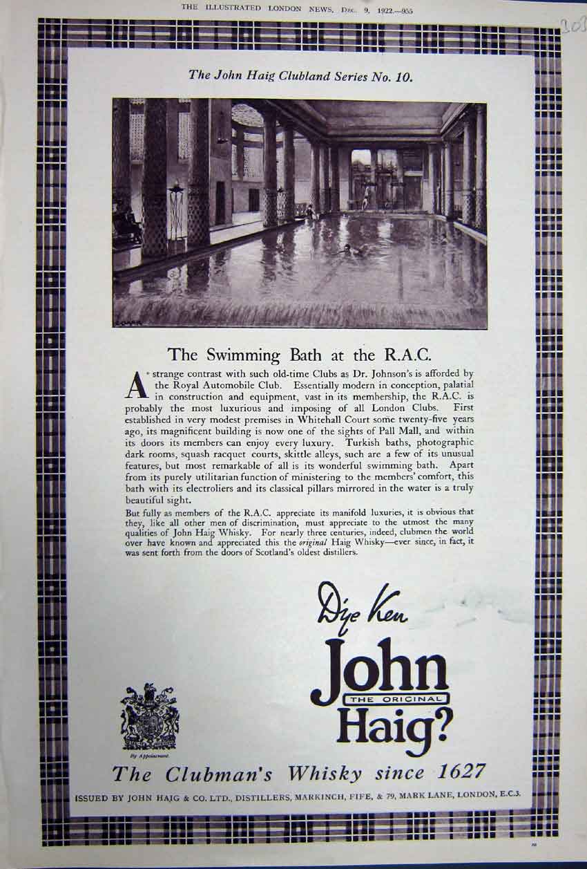 Antique Print Ref.889 Advertisement 1922 John Haig Scotch Whisky Distillers