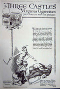 Original Old Vintage Print Advertisement 1922 Three Castle Virginia Cigarettes