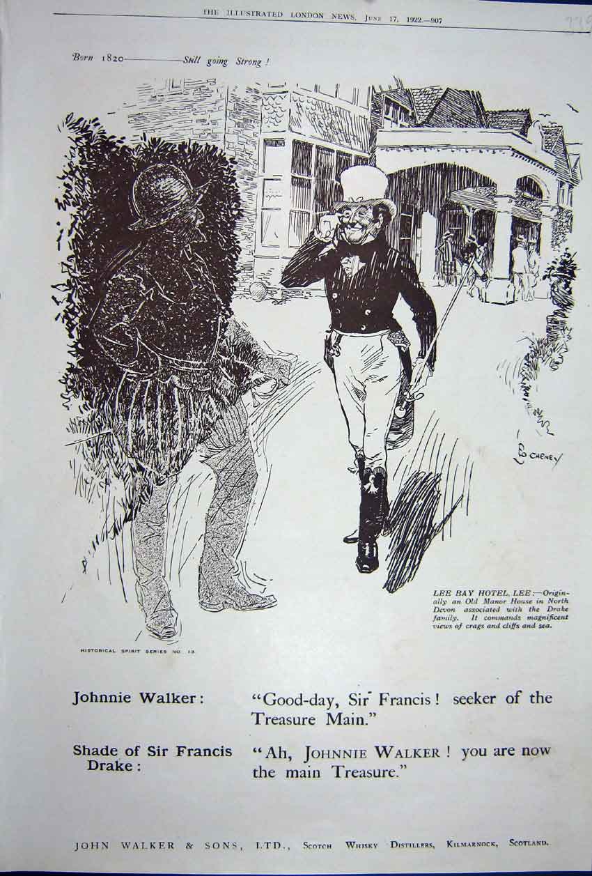 Old Print Ref.903 Advertisement 1922 John Walker Scotch Whisky Distillers