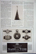 Original Old Vintage Print Advertisement 1922 Mappin Webb Watches London 20th
