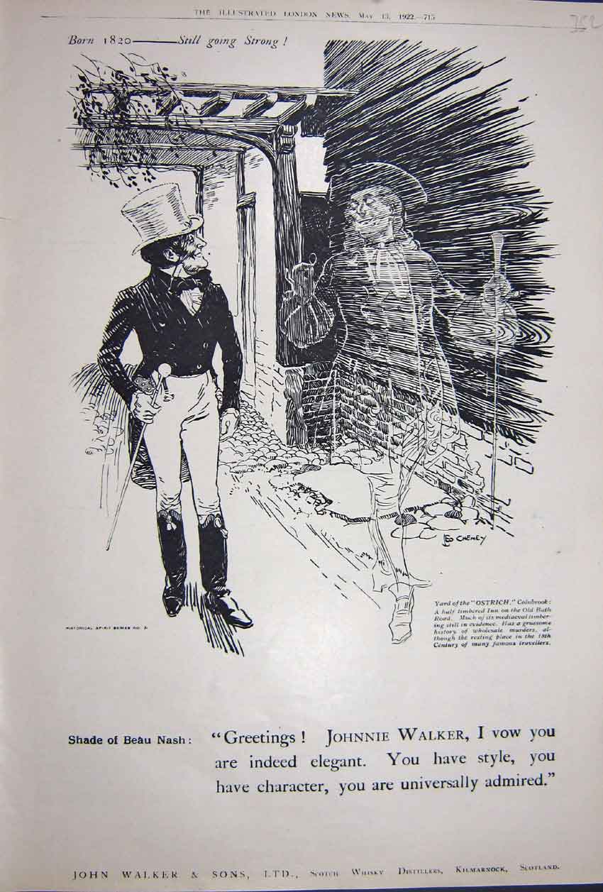 Old Print Ref.906 Advertisement 1922 John Walker Scotch Whisky Distillers