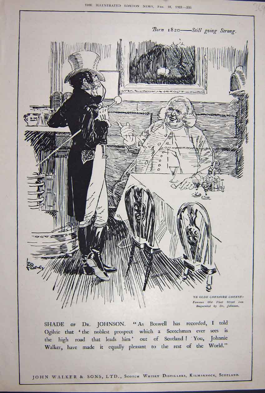 Old Print Ref.912 Advertisement 1922 John Walker Scotch Whisky Distillers