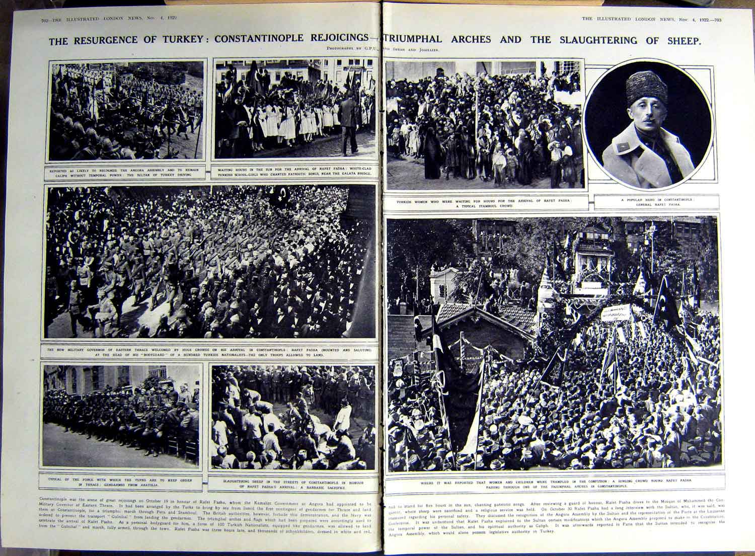 Old Vintage Print 1922 Pope Pius Vatican Turkey Constatinople Antrim War 20th