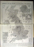 Old Vintage Print 1922 Map Parliament Constituencies Hamilton Sculpture 20th