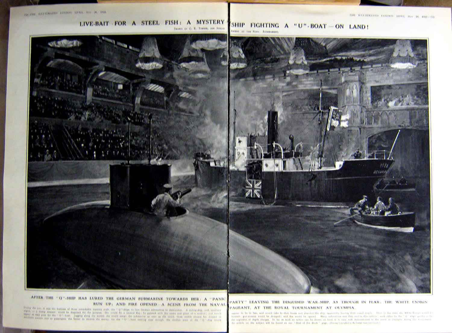Old Vintage Print 1922 Ships Tournament Olympia Lewes Castle Jerusalem 20th