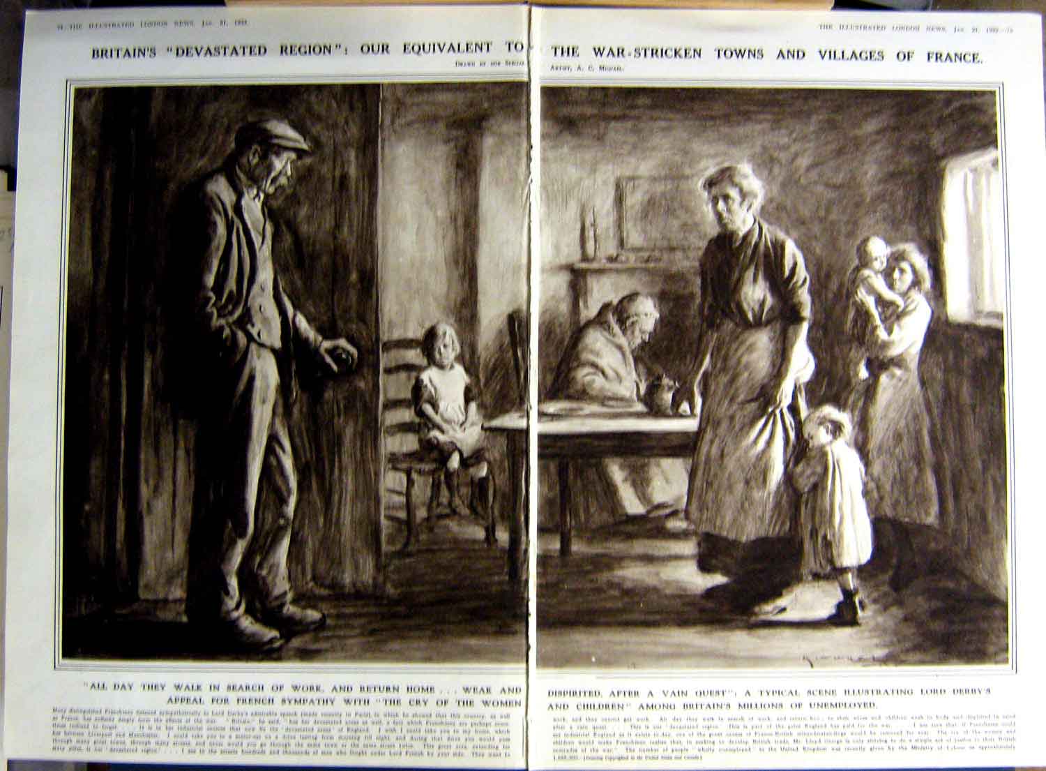 Old Vintage Print 1922 Poor French Family Home Armour Meyrick Egyptian 20th