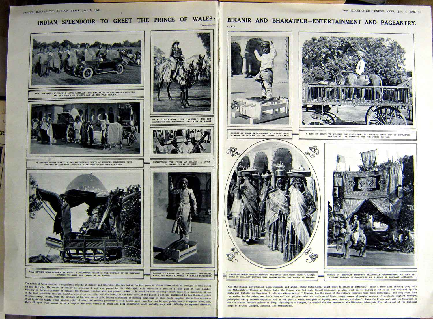 Old Vintage Print 1922 Prince Wales Bikanir Bharatpur Staple Inn Holborn 20th