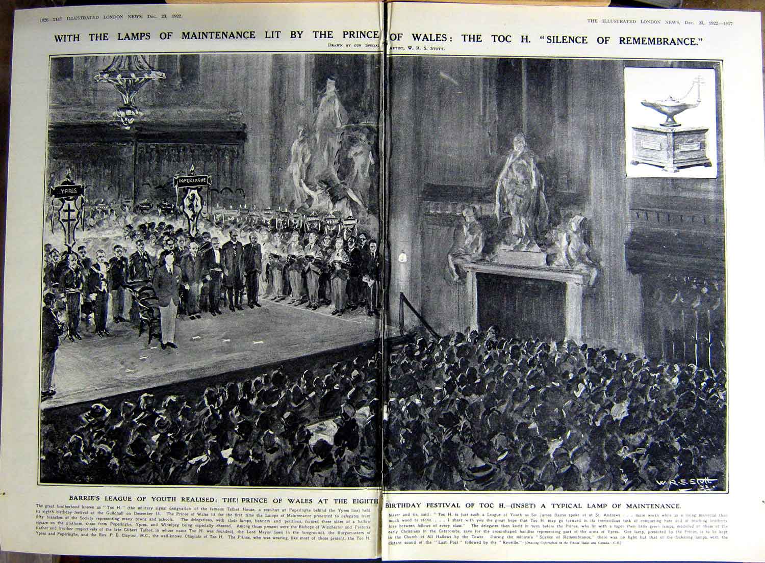 Original Old Vintage Print 1922 Prince Wales Rememberance Toc War Siers Elk