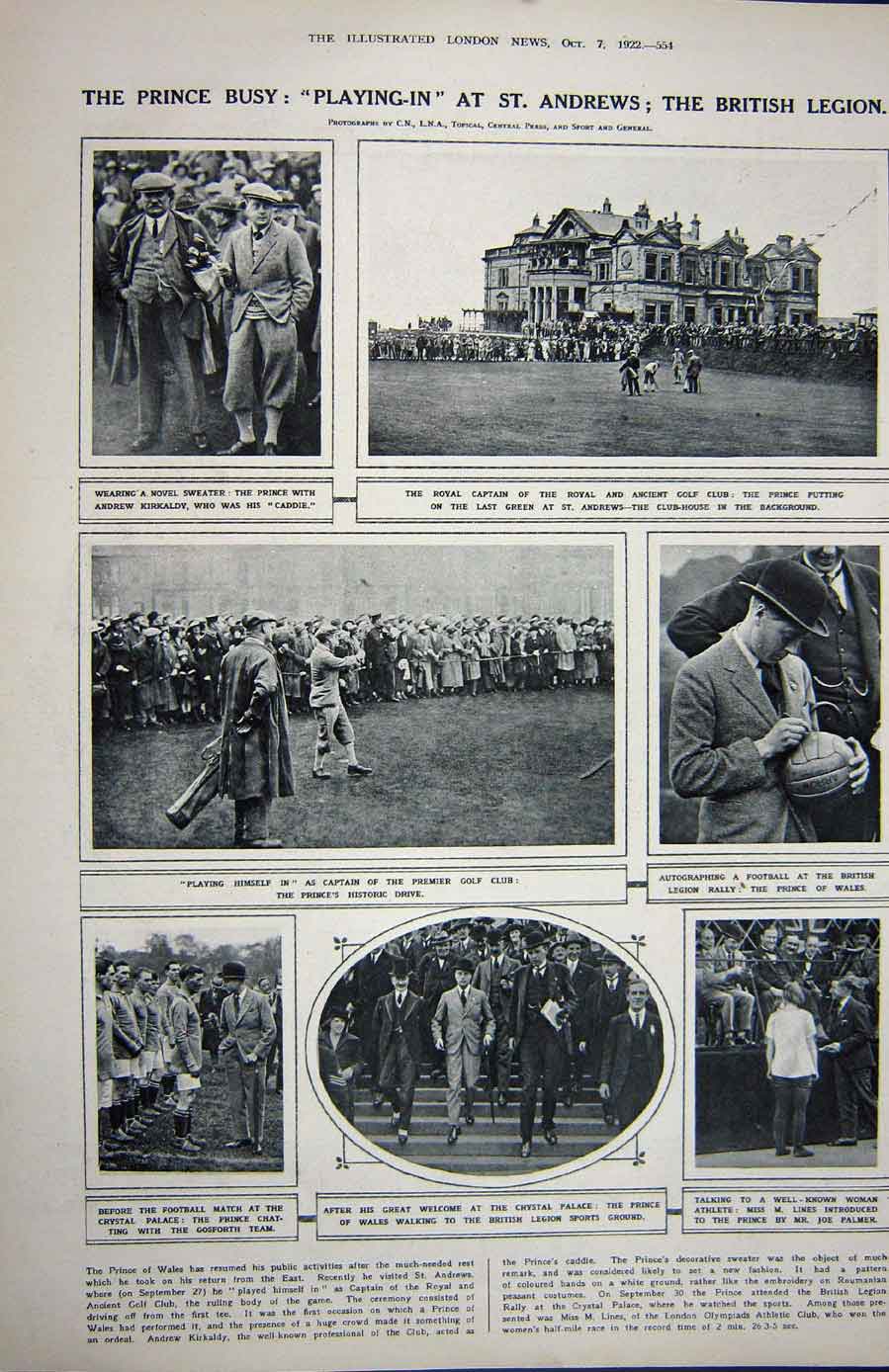 Old Vintage Print 1922 Esquimaux Tookalook Indian Squaw St. Andrews Golf 20th