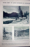 Old Vintage Print 1922 Tobogganing Schtz-Alp Davos Sport Snow Engadine 20th