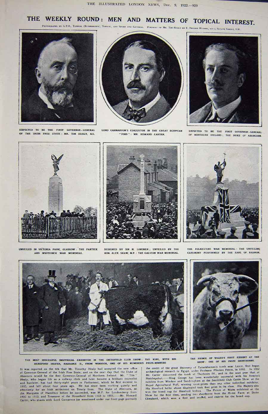 Old Vintage Print 1922 Theatre Rosenthal Balakovic Cohen War Glasgow Cow 20th