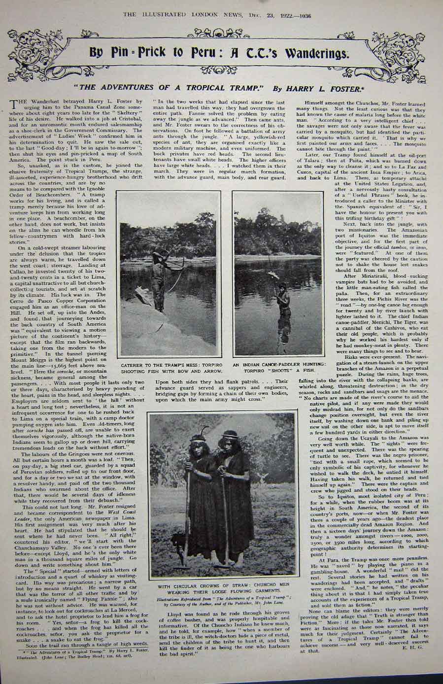 Old Vintage Print 1922 Eastman Theatre Chandelier Indian Torpiro Fishing 20th