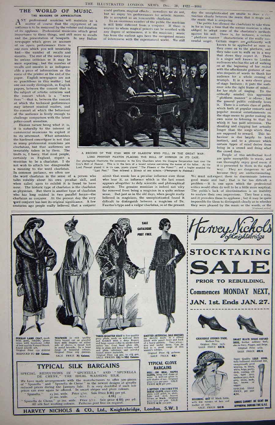 Original Old Vintage Print 1922 Buchanan'S Scotch Whisky Harvey Nichols Paxton