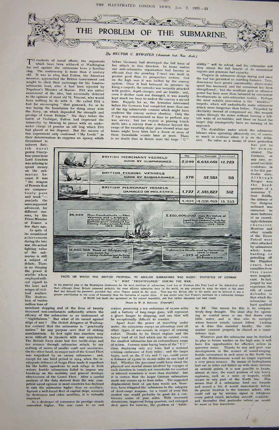 Original Old Vintage Print 1922 Waterfall Tivoli Grotto Sibyl Submarine German