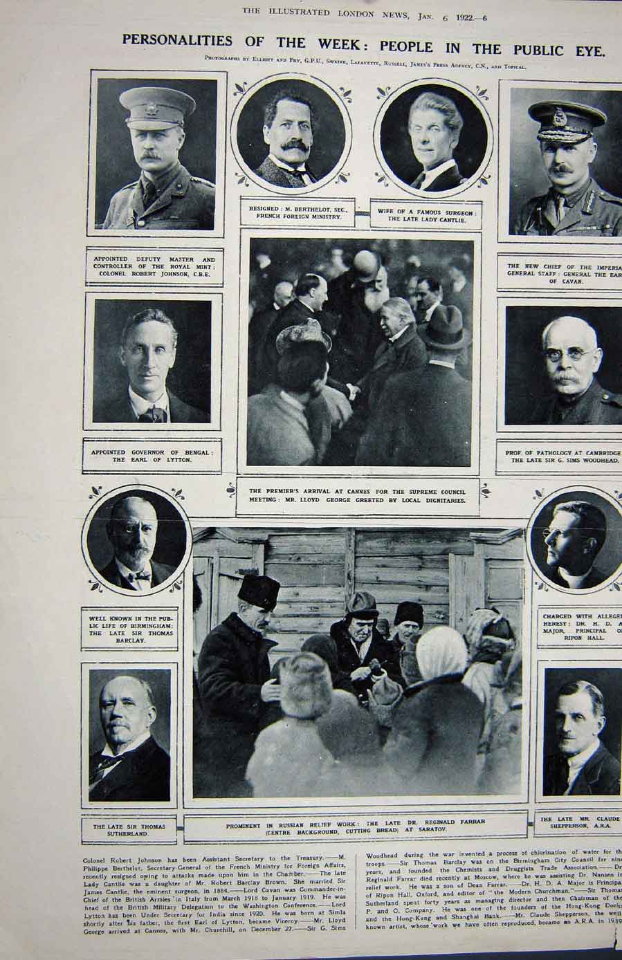 Old Vintage Print 1922 Father Neptune Pauls London Scots Farrar George 20th