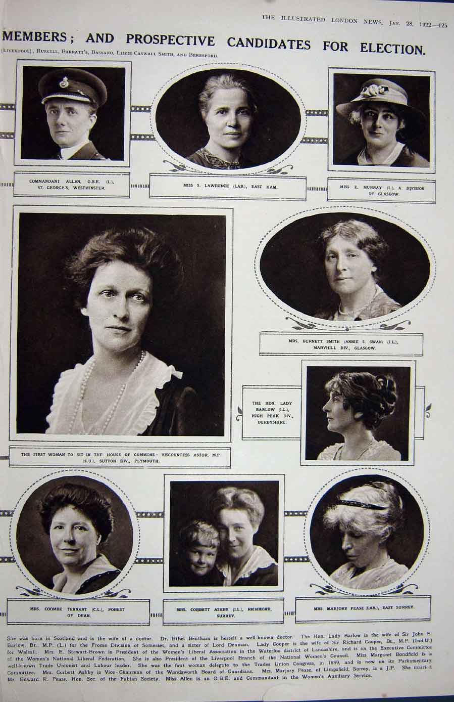 Old Vintage Print 1922 Prince Wales Calcutta Ronaldshay Astor Elections 20th