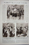 Antique Old Print 1922 Pope Benedict St.Peter Chair Vatican Silver Mallet 20th