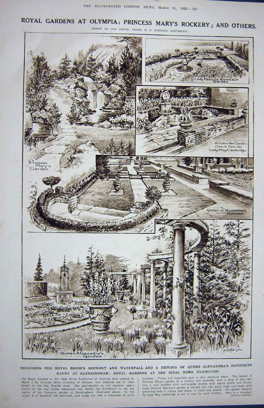 Original Old Vintage Print 1922 Planets Earth Mars Traversing Olympia Gardens