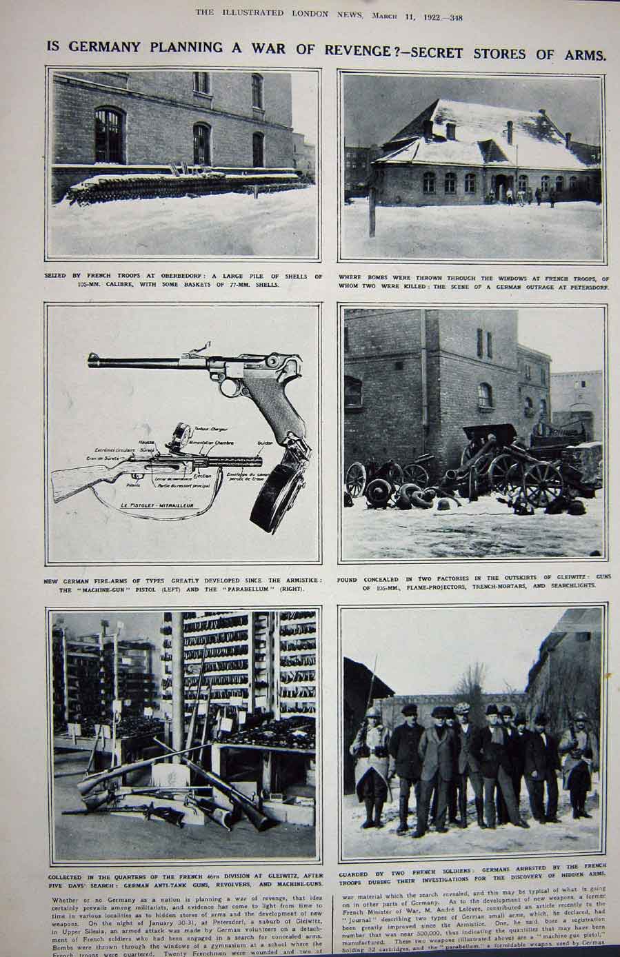 Original Old Vintage Print 1922 Prince Bhopal Sadar Palace Germany War Weapons