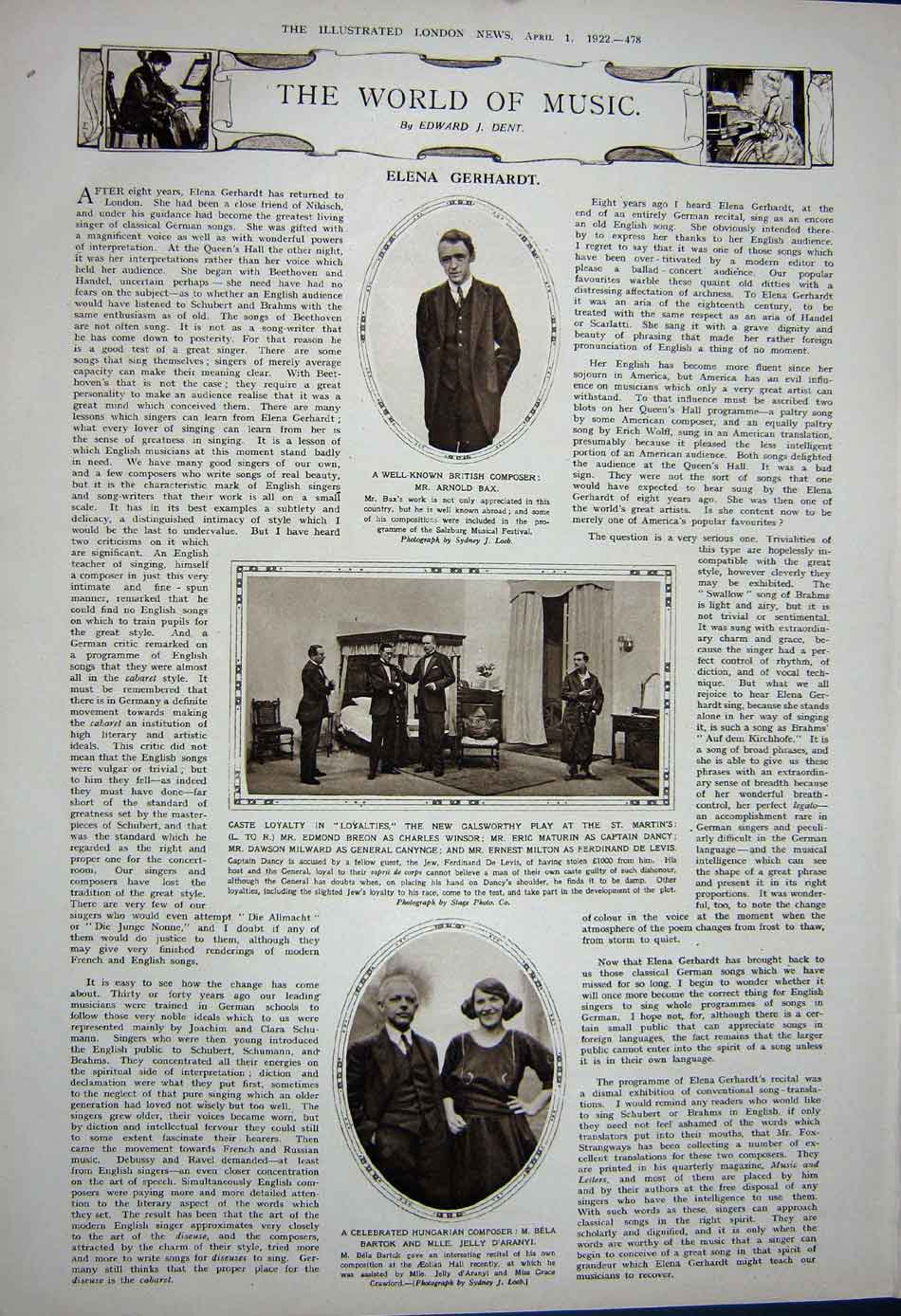 Antique Old Print 1922 Sculpture Kur-Lil Sumerian Bax Music Breon Canynge 20th