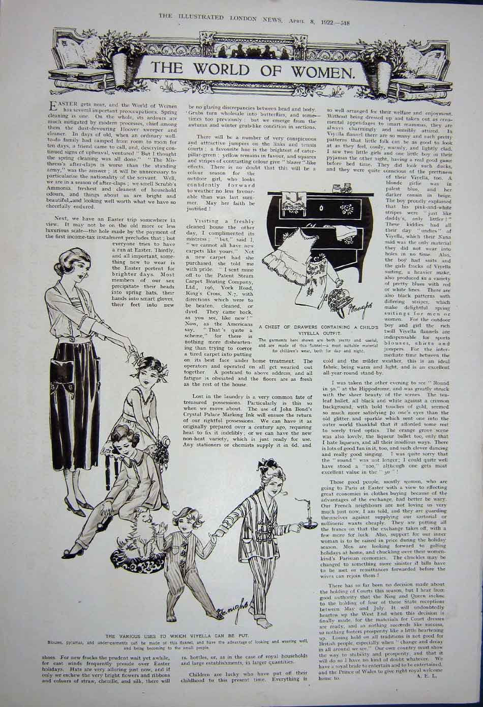 Original Old Vintage Print 1922 Boat Race Cambridge Oxford Sport Women Fashion