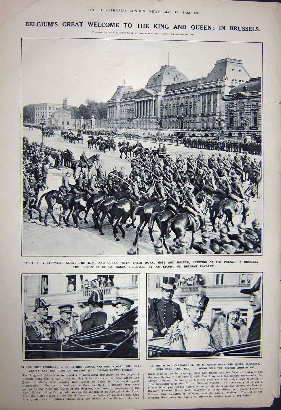 Old Vintage Print 1922 Women Bar Williams Ashworth Belgium King George 20th