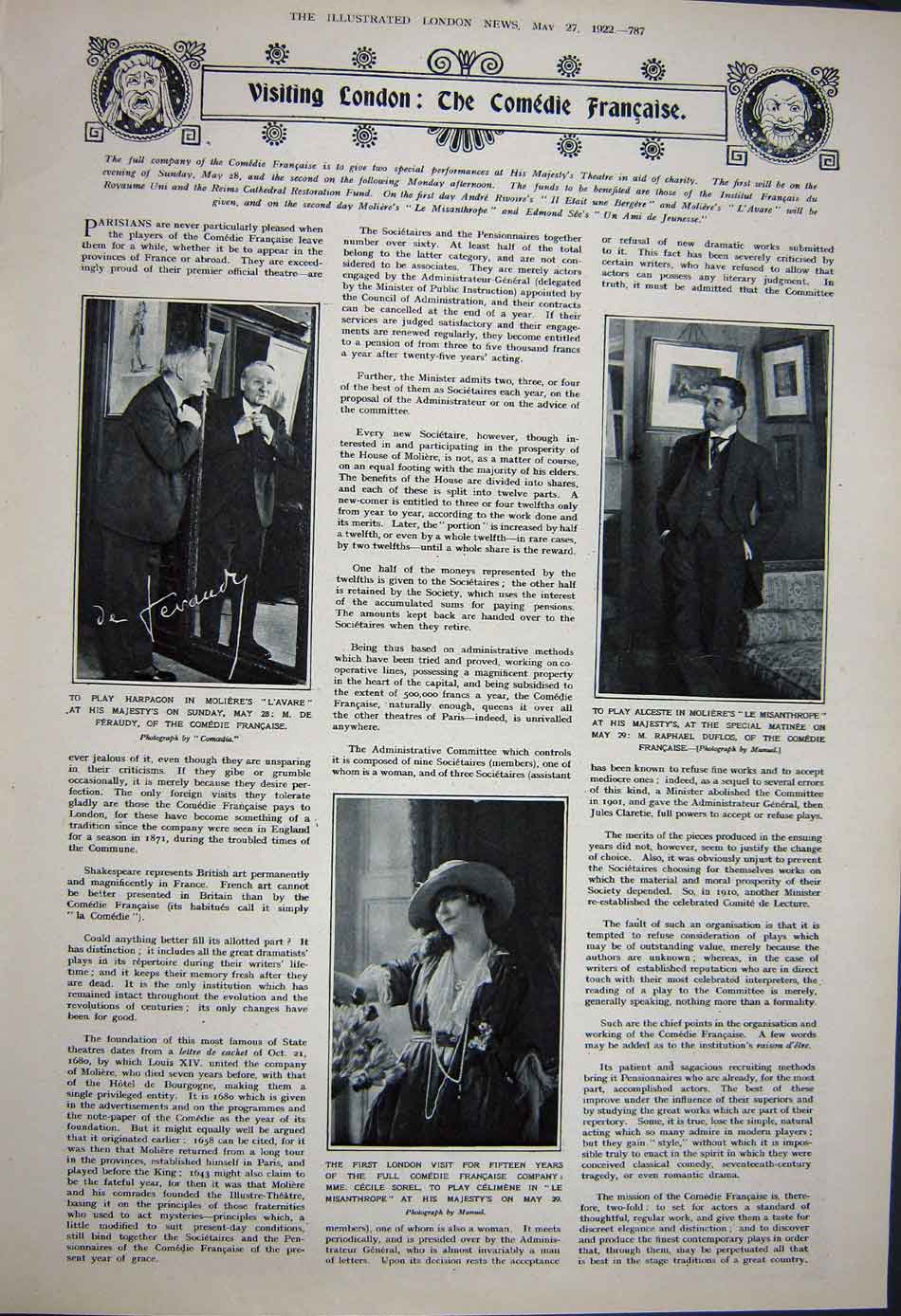 Old Vintage Print 1922 War Tank Aeroplanes Pinehurst Theatre Francaise 20th