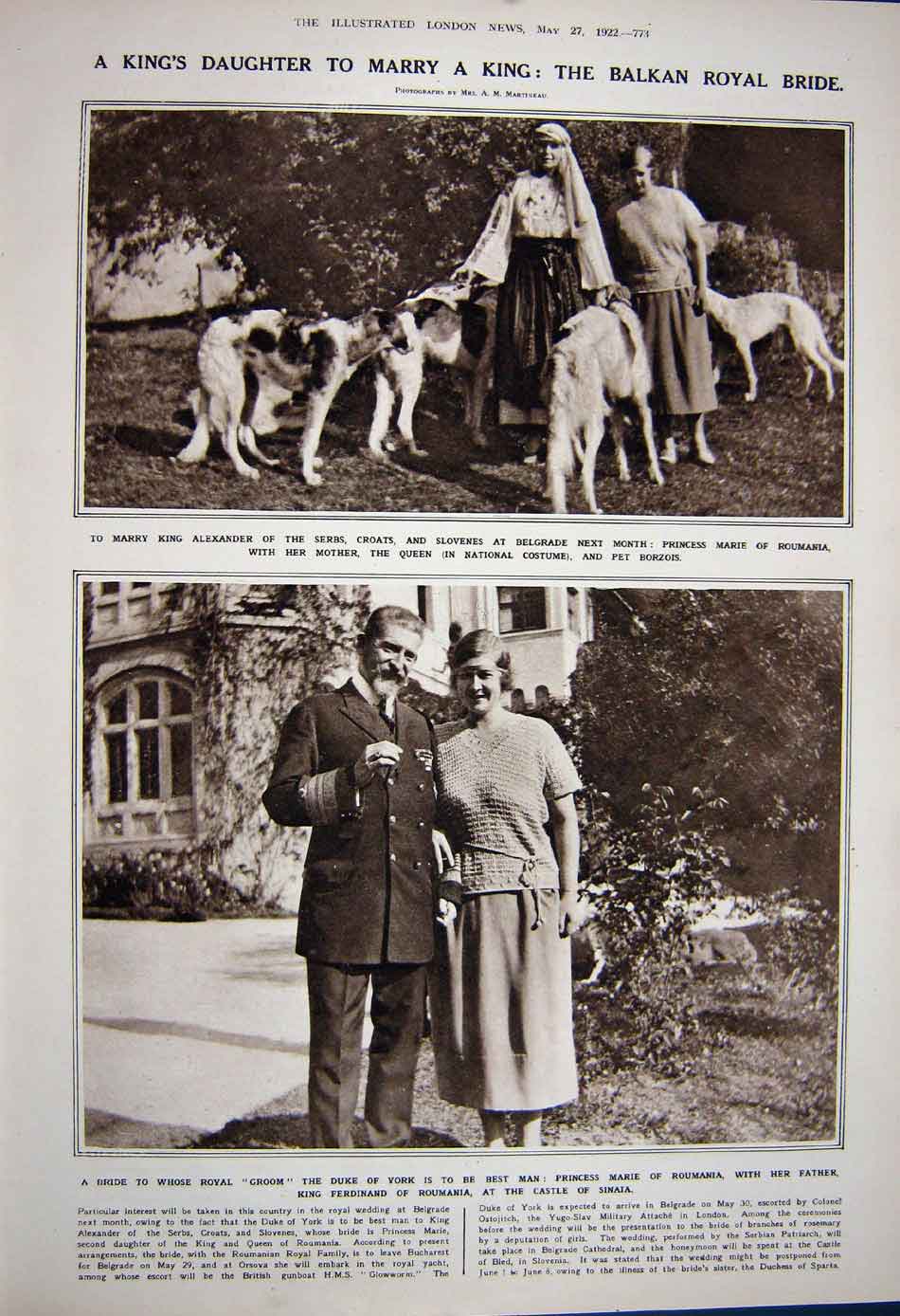 Old Vintage Print 1922 Derby Horse Racing Louis Glanely Princess Marie 20th