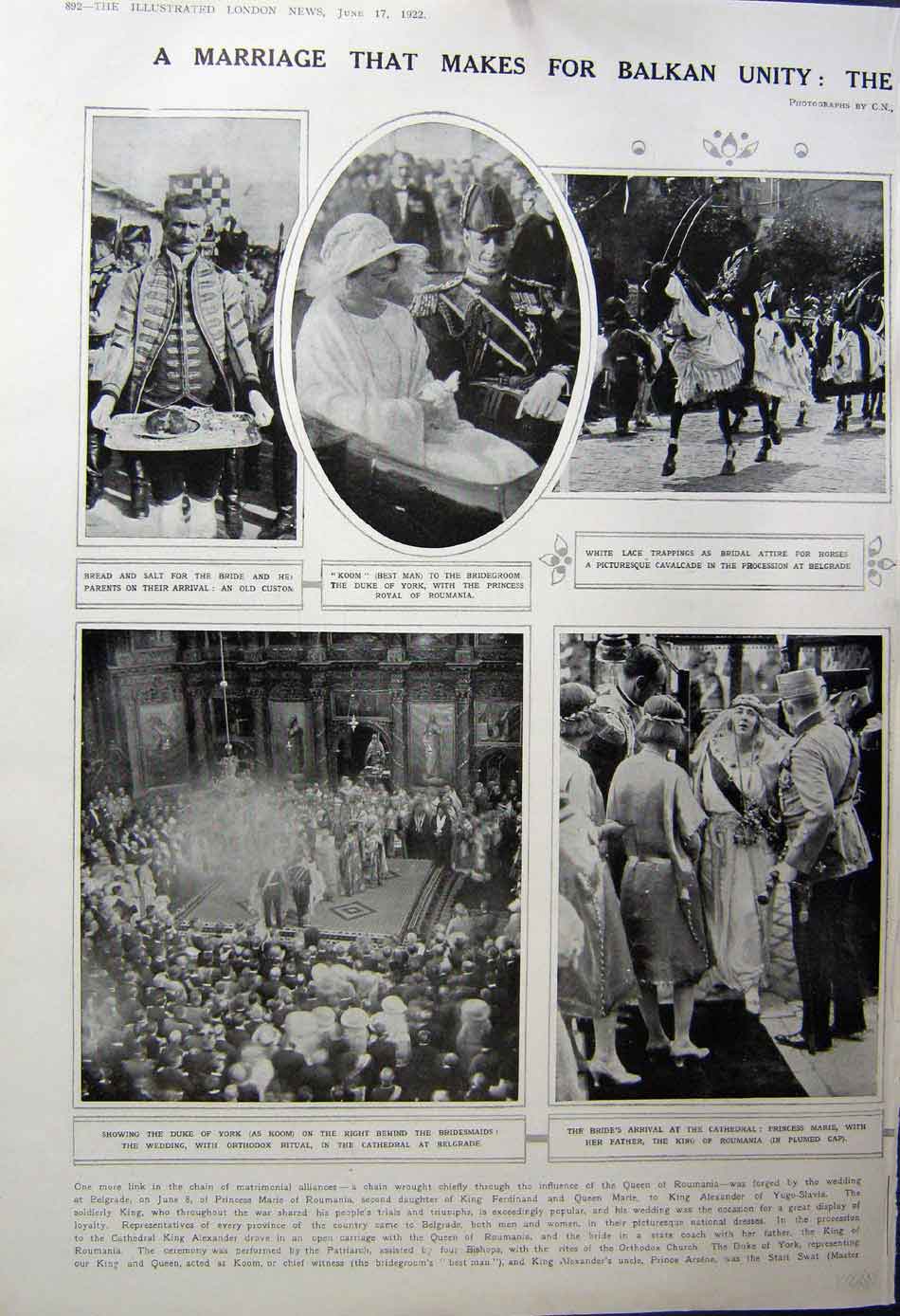 Old Vintage Print 1922 Meteorological Weather Wedding Duke Roumania King 20th