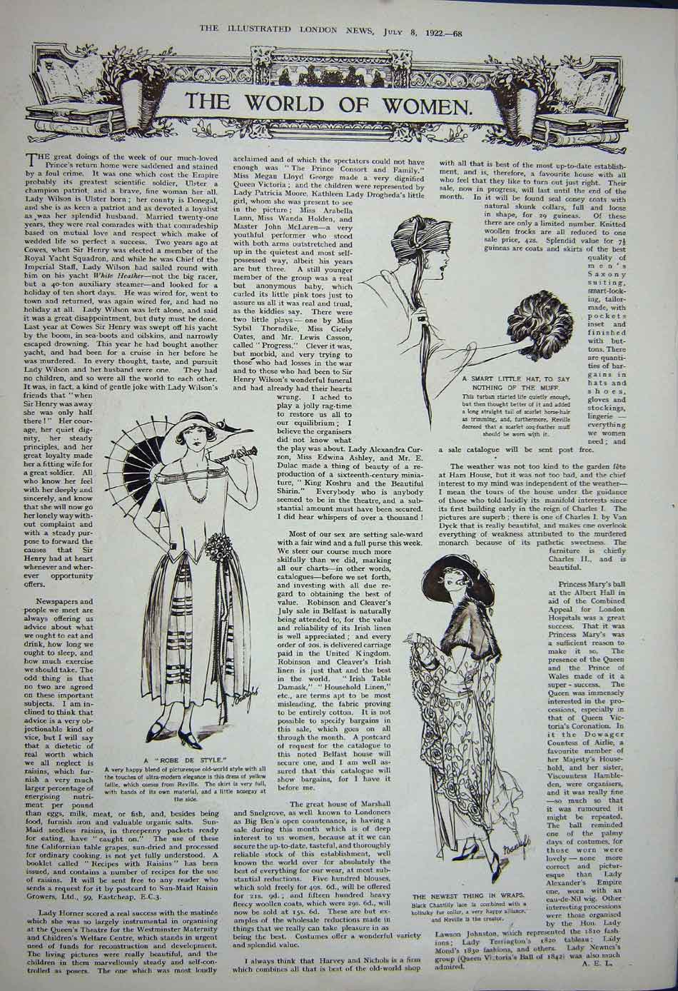 Old Vintage Print 1922 Womens Fashion Frock Dress Crinoline Bonnet Dolly 20th