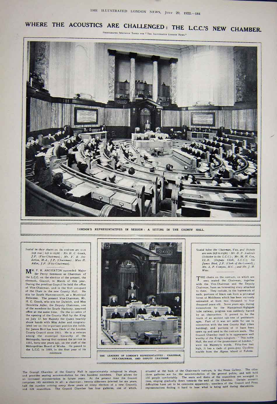 Old Vintage Print 1922 Statue Alexander Great Aegis County Hall London 20th