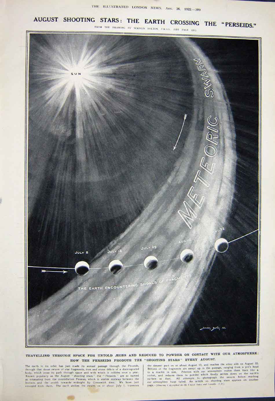 Original Old Vintage Print 1922 Train Germany Bevan Southampton Earth Planets