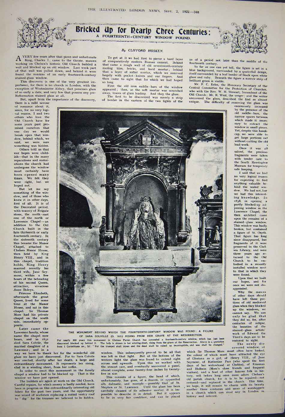 Old Vintage Print 1922 Sara Colville Cosgrave Pope Prince Henry Bridges 20th