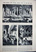 Antique Old Print 1922 Chinese Chafferers Temple Versailles Theatre Paris 20th