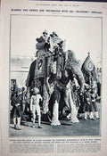 Old Vintage Print 1922 Hiragaz Royal Elephant Gwalior Prince Wales Howdah 20th