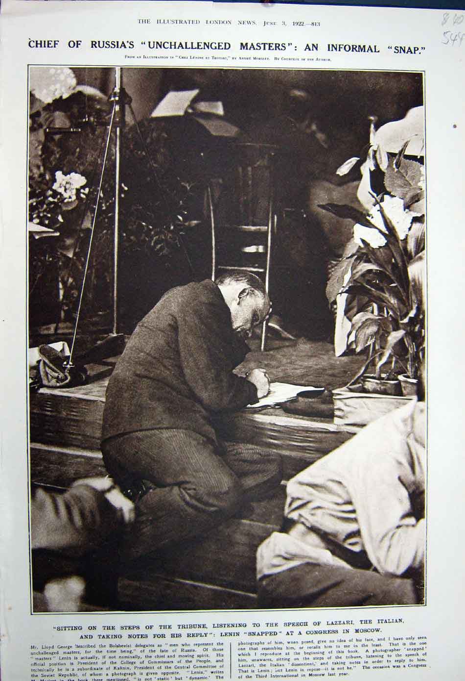 Old Vintage Print 1922 Tribune Step Lazzari Italian Lenin Congress Moscow 20th