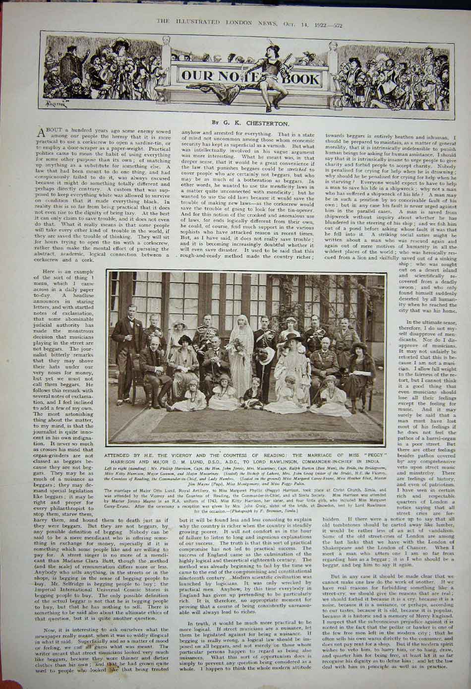 Original Old Vintage Print 1922 British Siers Dardanelles Ww1 India Wedding