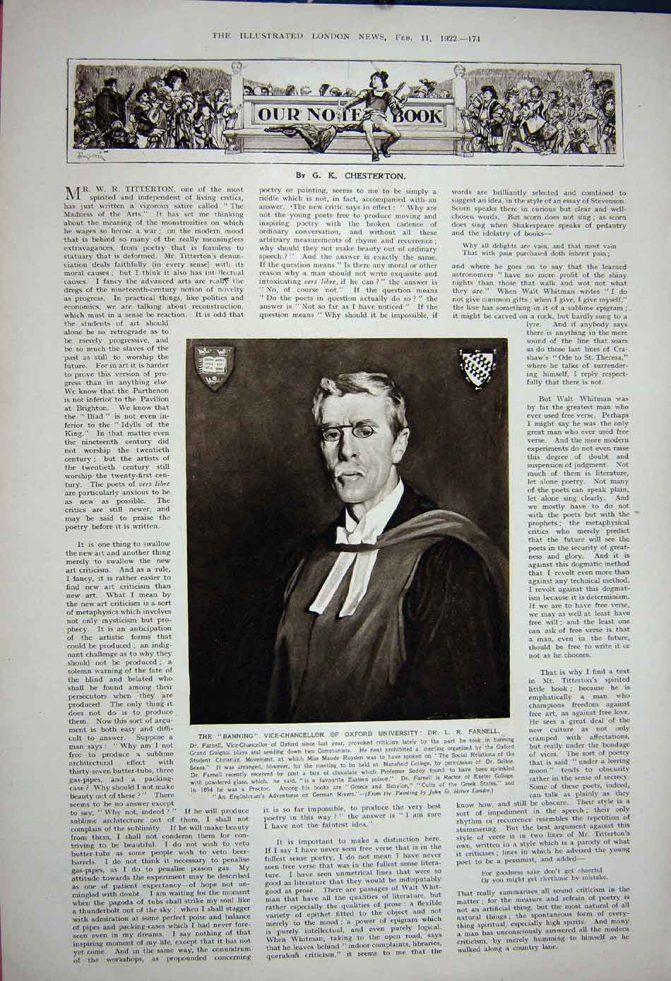 Old Vintage Print 1922 Pope Pius Ratti Archbishop Milan Farnell Oxford 20th