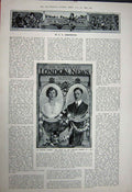 Old Vintage Print 1922 Portrait Viscount Lascelles Mary Wedding Solomon 20th