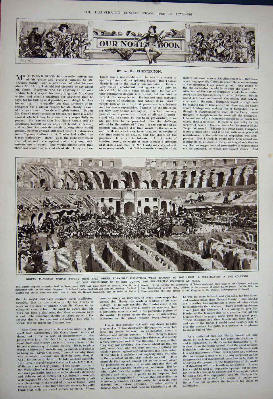 Original Old Vintage Print 1922 Wedding Alexander Marie Roumania Coliseum Rome