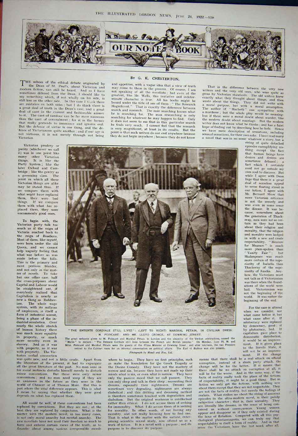 Original Old Vintage Print 1922 Prince Wales Lord Mountbatten Costume Poincare