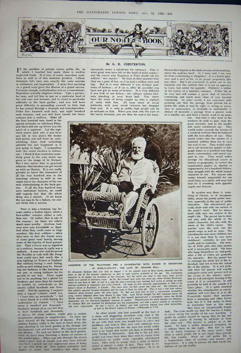 Old Vintage Print 1922 Lucifer Monoplane Carter Dr Graham Bell Inventor 20th