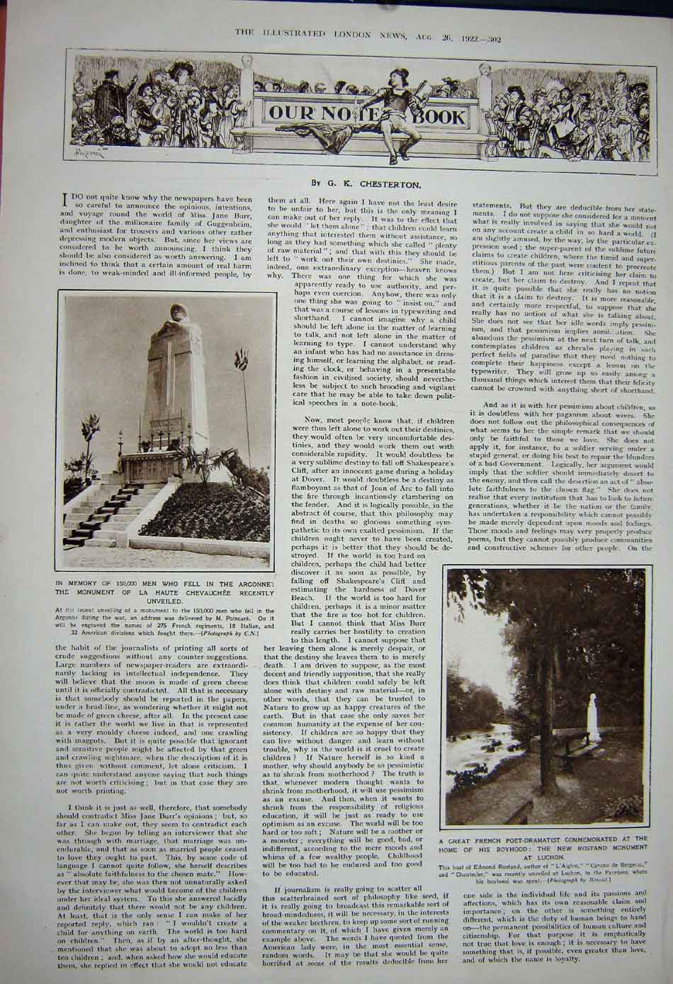 Original Old Vintage Print 1922 Washington Masonic Memorial Chevauchee Rostand