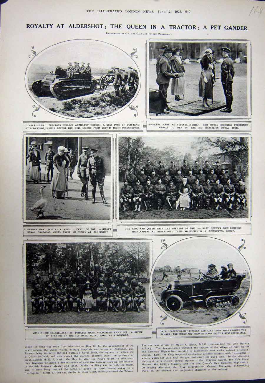 Original Old Vintage Print 1923 Royalty Aldershot Princess Mary Lascelles Siers