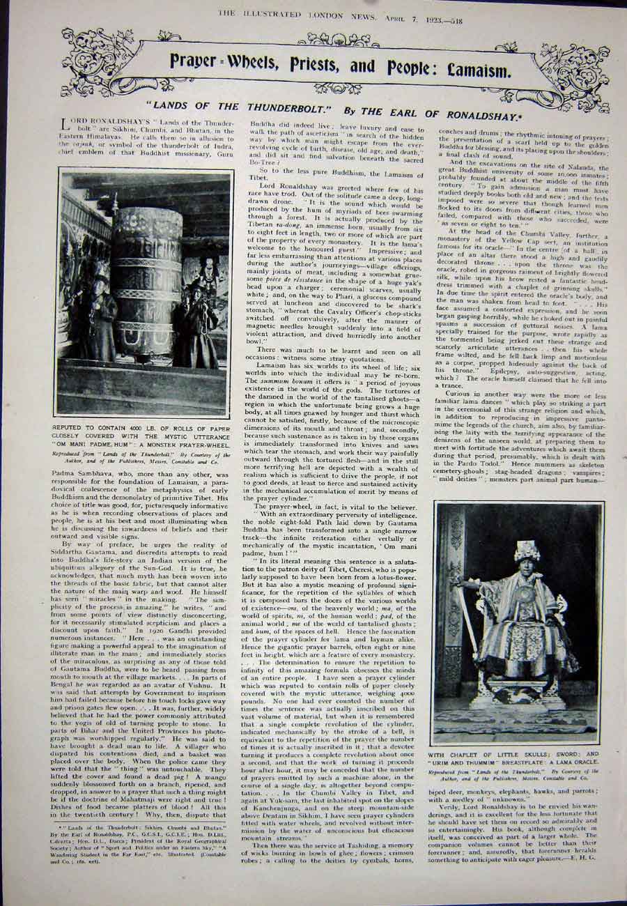 Original Old Vintage Print 1923 Sarah Bernhardt Tomb Sport Lama Oracle Padme