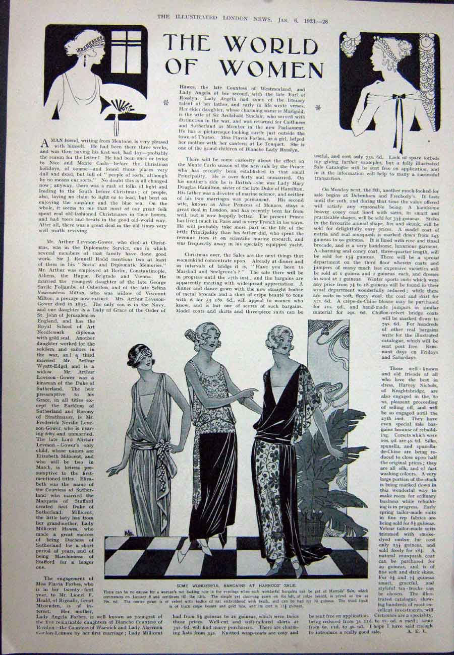 Old Vintage Print 1923 Samaria Ahab Herod Biblical Harrods Women'S Shop 20th